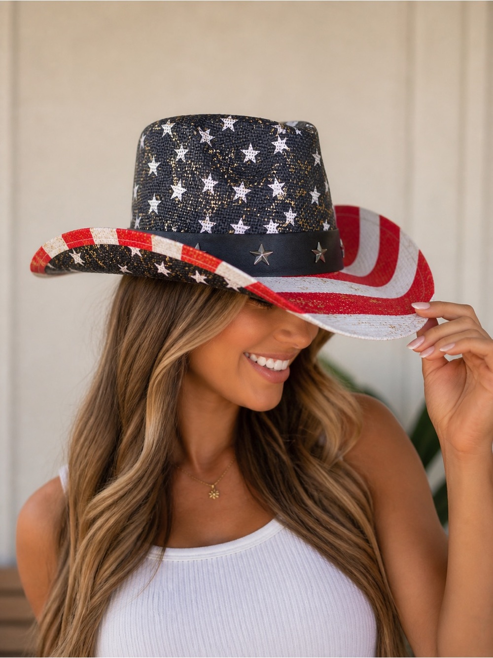 American Flag Western Cowboy Hat - Red, White & Blue